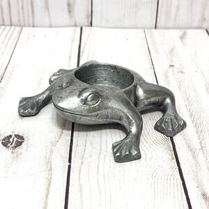 Restoration Hardware Boho Frog Tea Light Candle Holder Silver Chrome Woodland